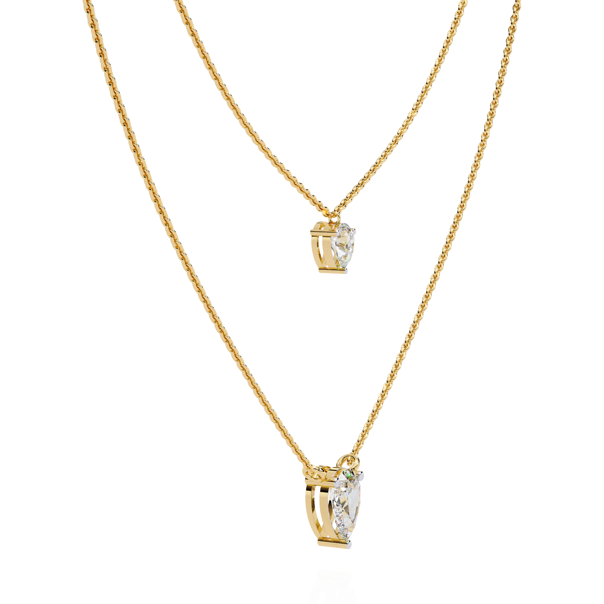 Solitairekart 1.46ct Elegant Natural Diamond Pear Duo Necklace-H Color, VS1 Clarity